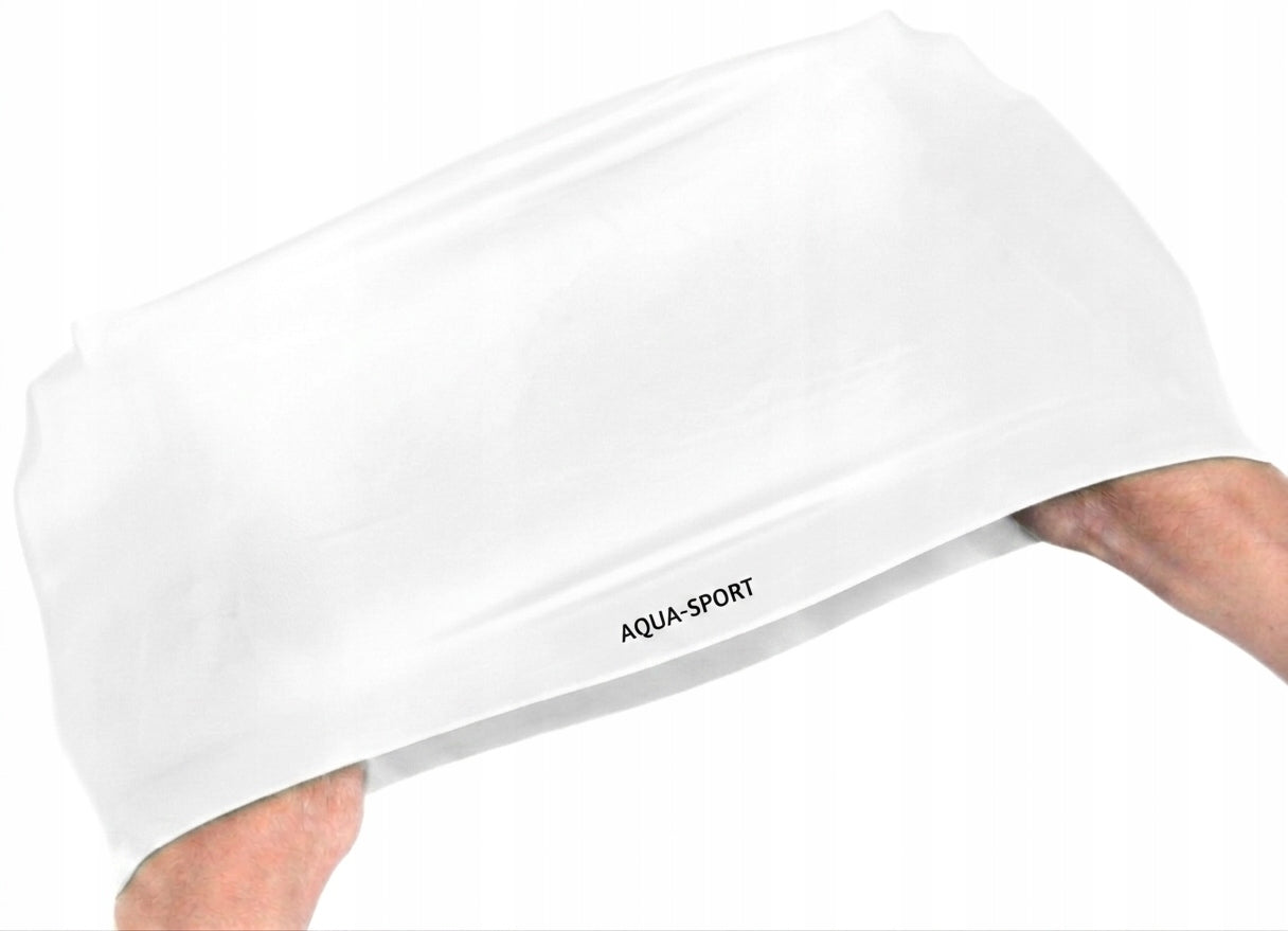 SILICONE SWIMMING CAP FOR LONG HAIR SWIMMING POOL Aqua-Sport Manufacturer code SC100 - White