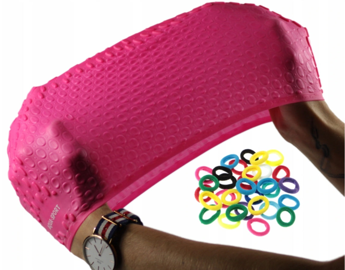 SILICONE SWIMMING CAP FOR LONG HAIR SWIMMING POOL Aqua-Sport Packaging status original