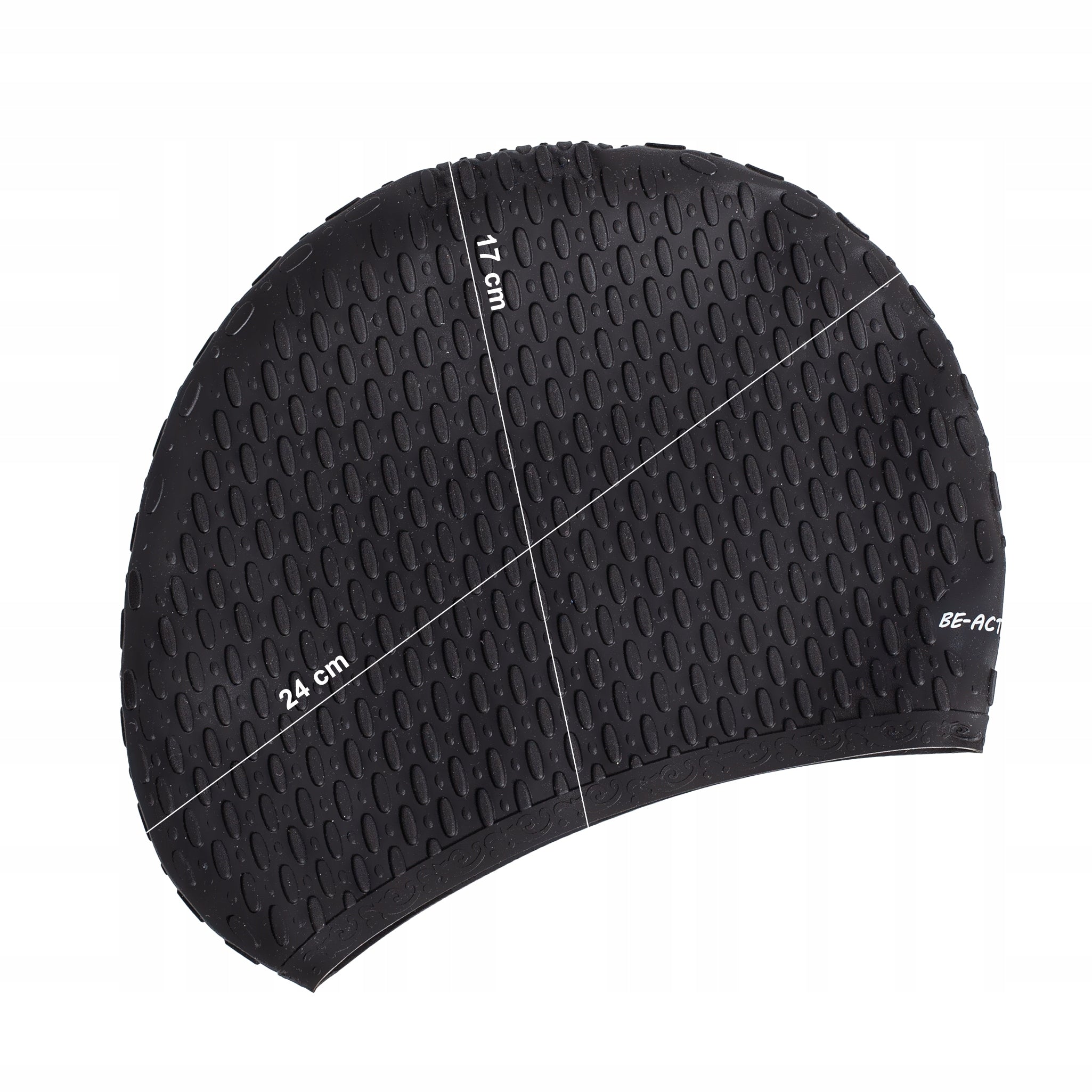 SILICONE SWIMMING CAP SWIMMING POOL FOR LONG HAIR Manufacturer code CPK01 Czepek pływacki kropla czarny bąbelkowy