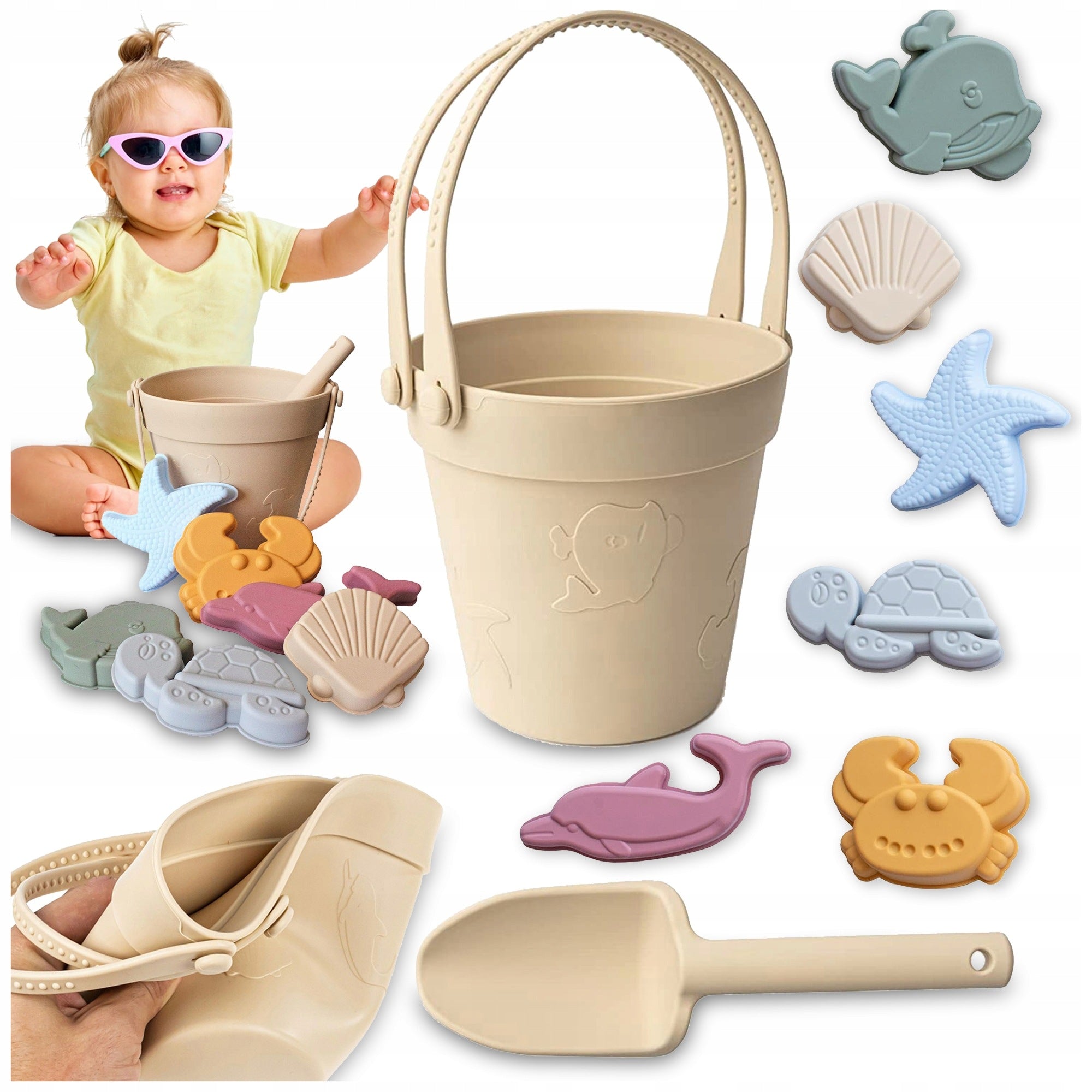 SILICONE WATER SAND TOYS FOR BEACH SET SOFT MOLDS 8EL
