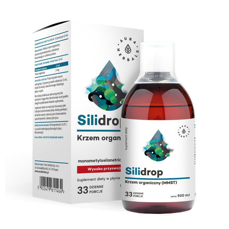 SILIDROP ORGANIC SILICON MMST JOINTS RESISTANCE LEATHER Aura Herbals 500 ml.