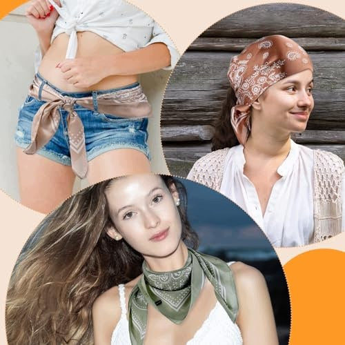 SILK HEAD SCARF FOR WOMEN SQUARE SATIN BROWN KHAKI 3 PCS Manufacturer code SWC5908151412947
