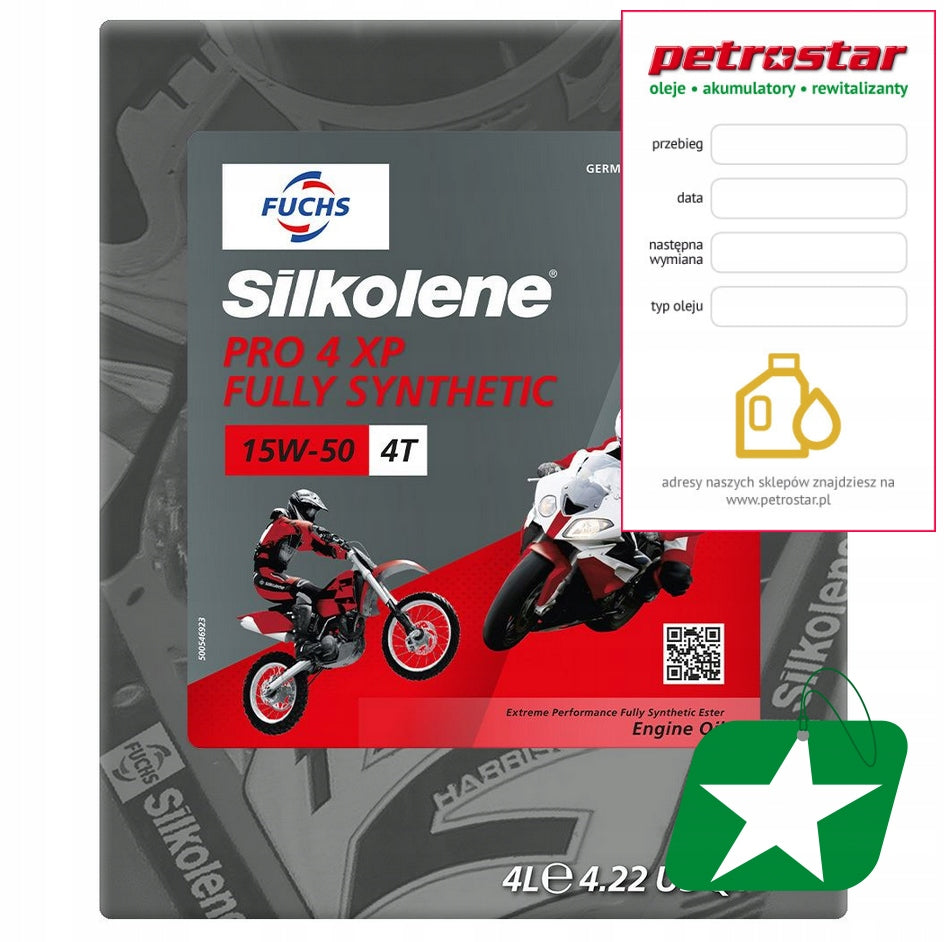 SILKOLENE FUCHS ENGINE OIL 100% SYNTHETIC ESTER PRO 4 XP 15W50 4L Packaging volume 4 l