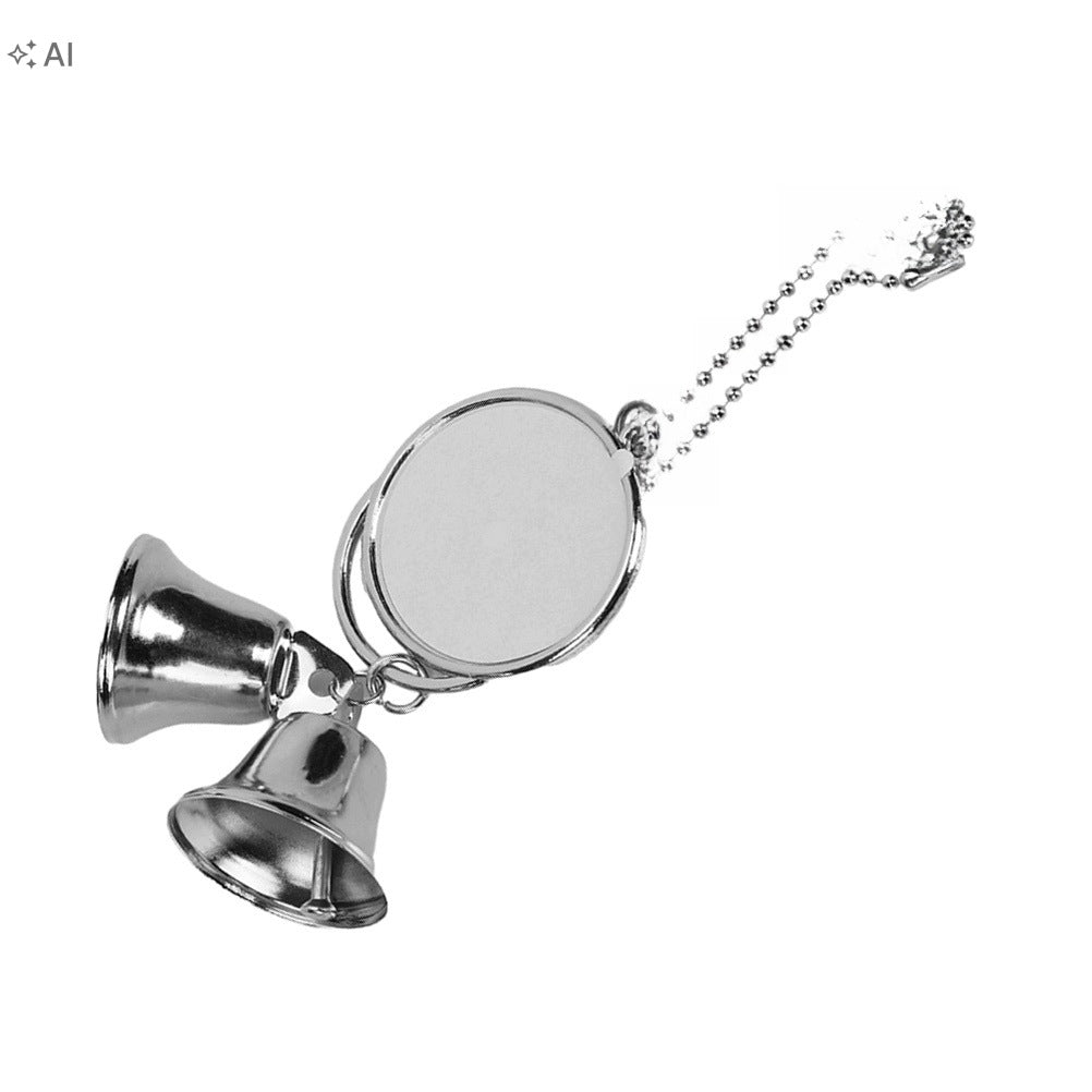 SILVER CAR TINKLE BELL PENDANT CREATIVE REARVIEW MIRROR HANGING ORNAMENT
