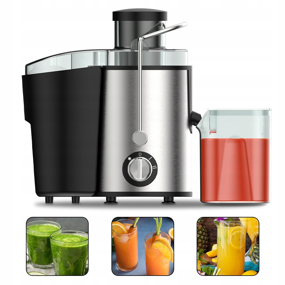 SILVER JUICER 2 SPEED 800W HOLE 65MM 500ML FOR VEGETABLE FRUIT Packaging status original