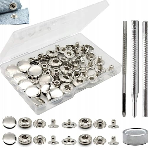 SILVER METAL SNAPS WITHOUT SEWING FOR JACKET CLOTHES SET OF 12 PAIRS Brand no brand