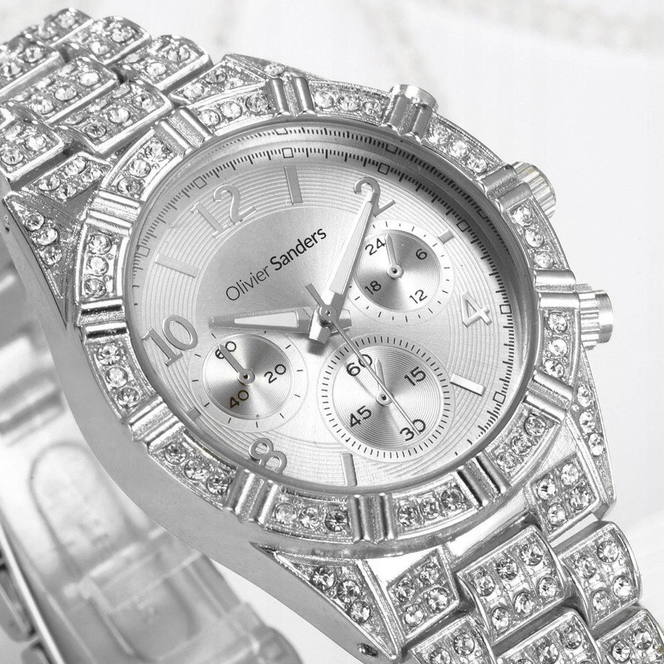 SILVER WOMEN'S WATCH WITH SWAROVSKI CRYSTALS 925 AS A GIFT FOR WIFE Brand Olivier Sanders