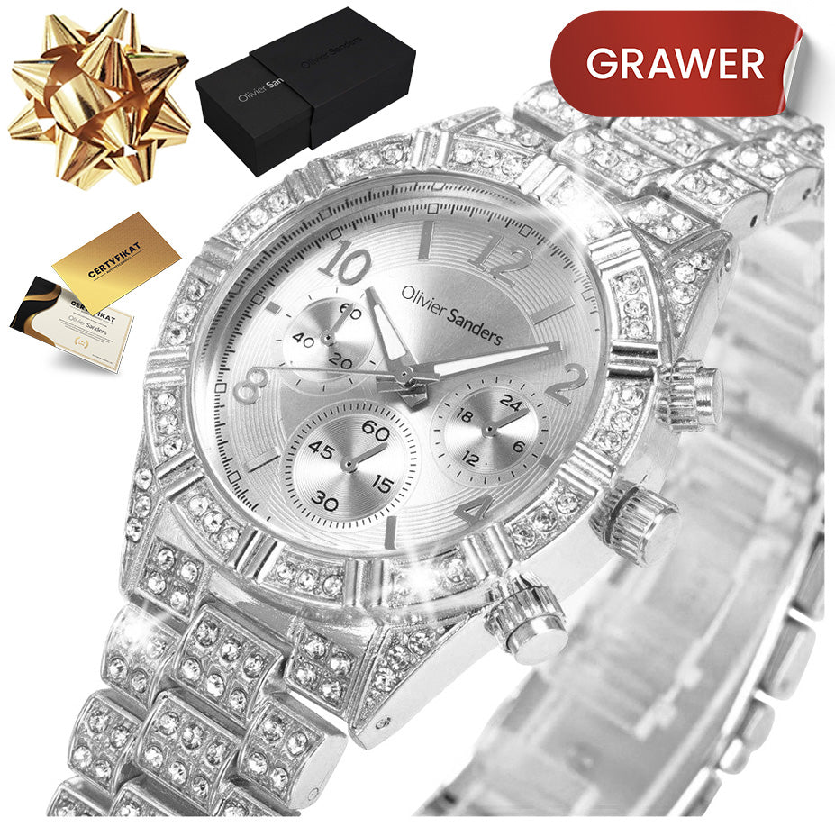 SILVER WOMEN'S WATCH WITH SWAROVSKI CRYSTALS 925 AS A GIFT FOR WIFE