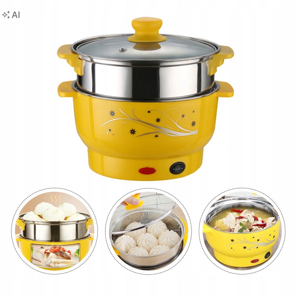 SIMPLE DESIGN MULTIFUNCTIONAL YELLOW ELECTRIC COOKING STEAMER