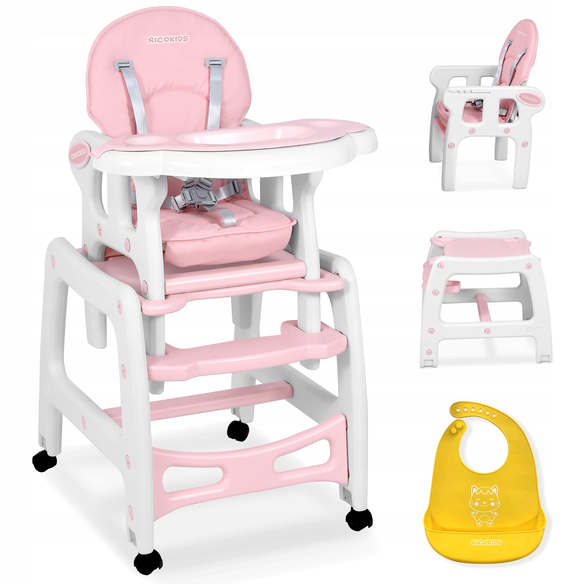 SINCO HIGH CHAIR FOR CHILDREN FOLDING TRAY RICOKIDS + BIB