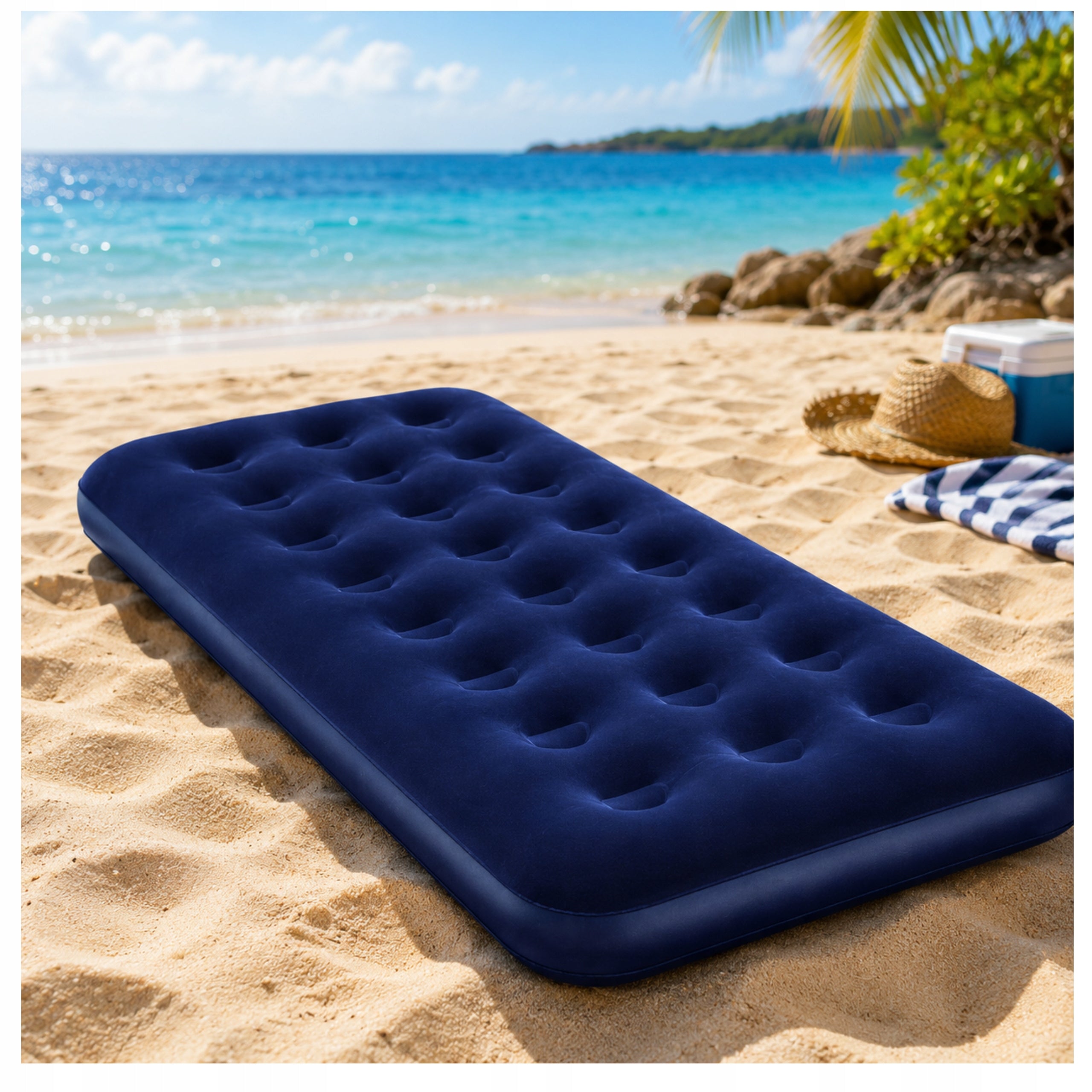 SINGLE BEACH INFLATABLE MATTRESS FOR SLEEPING SWIMMING VELOUR QUALITY
