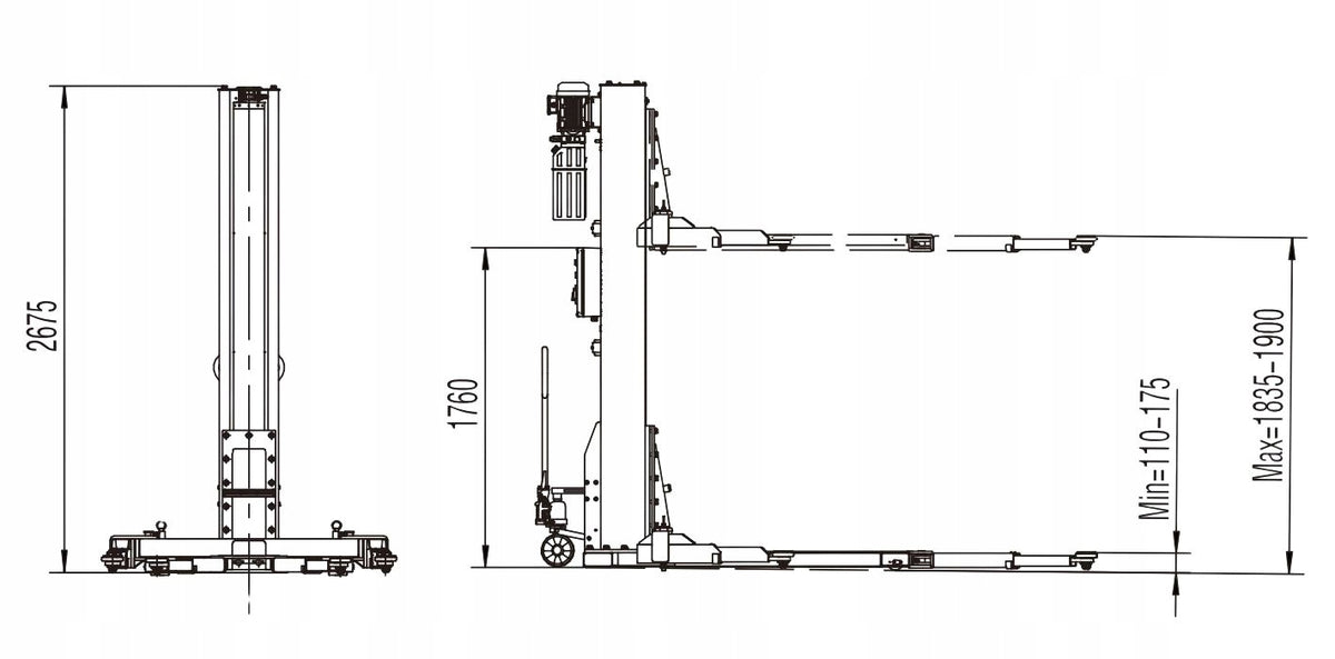 SINGLE COLUMN LIFT 2,8T CAR MOBILE MACHINE TM-GROUP Manufacturer code NM2800AM