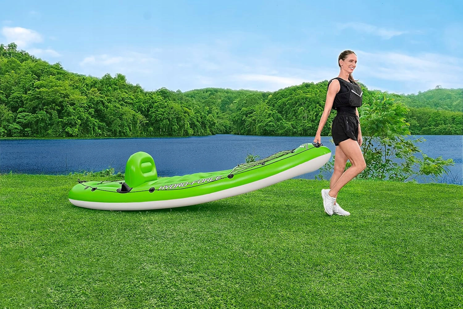SINGLE INFLATABLE KAYAK 285 CM GREEN FOR RECREATION AND FISHING Model 5900380912014