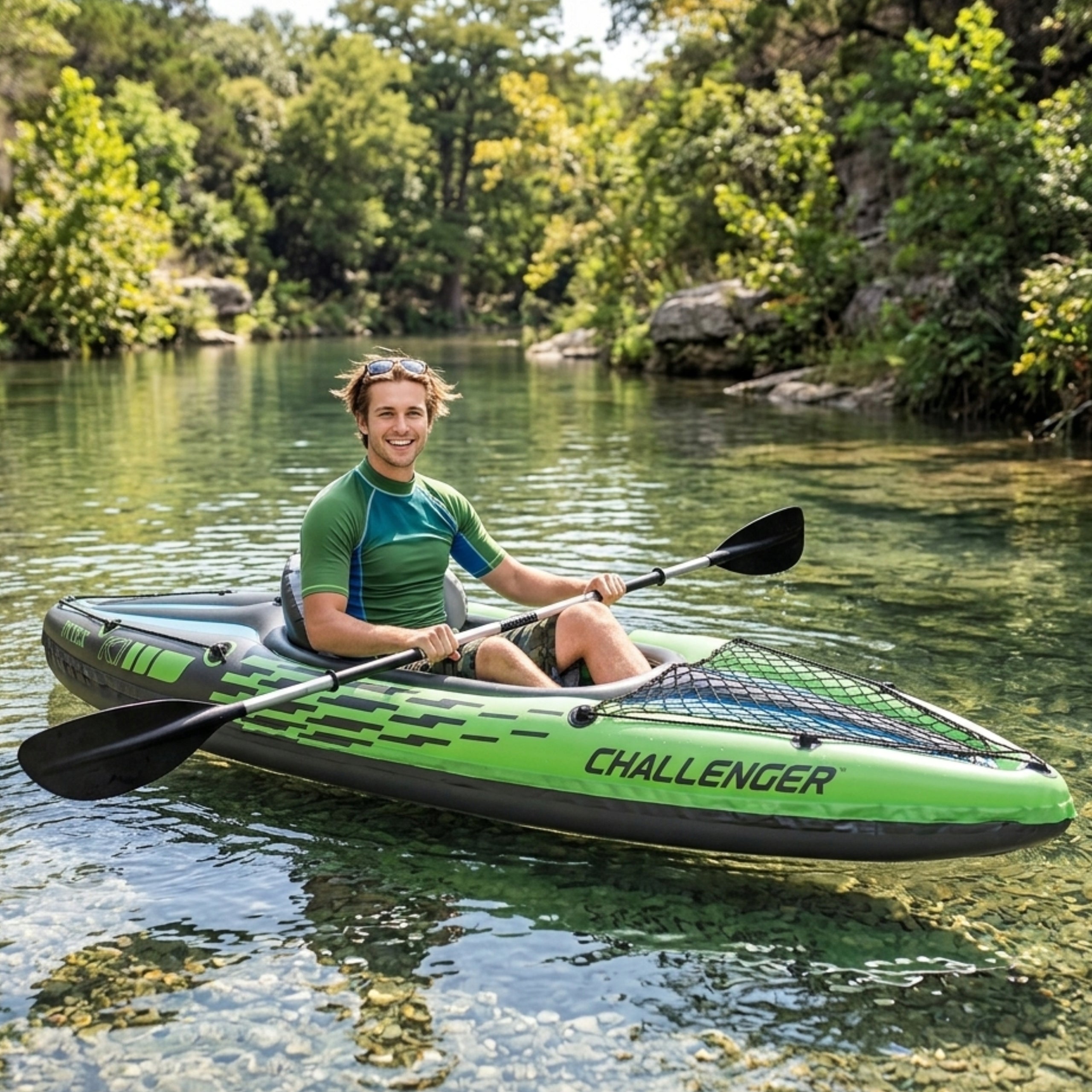 SINGLE INFLATABLE KAYAK Complete Stable Paddle Set Pump Bag Brand no brand