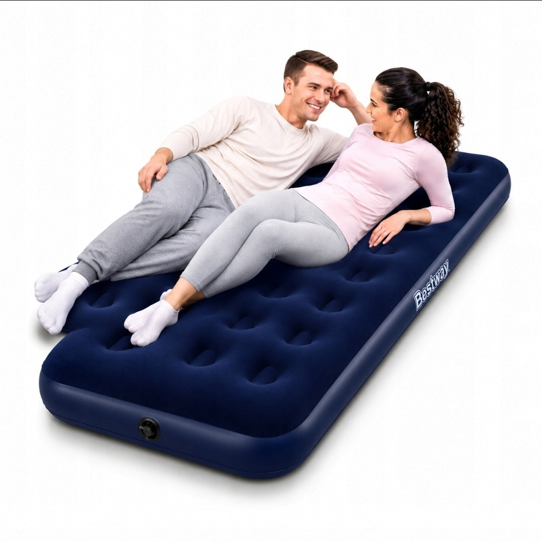SINGLE INFLATABLE MATTRESS BESTWAY VELOUR BLUE 188 X 79 X 22 CM