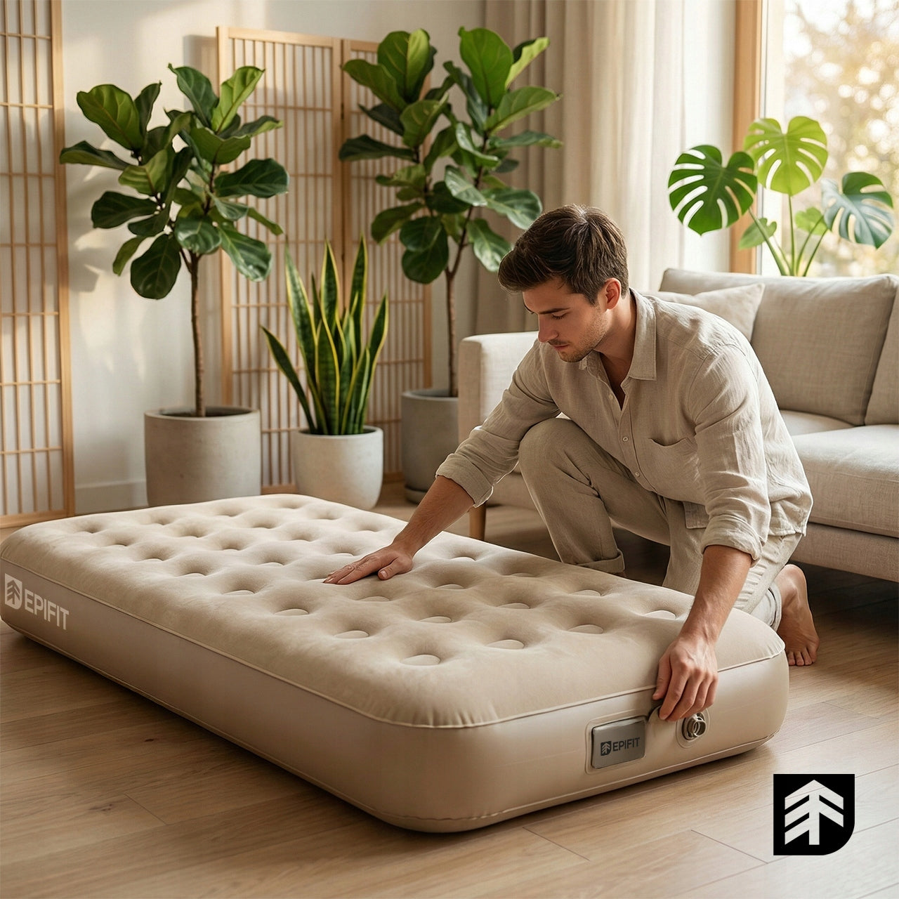 SINGLE INFLATABLE MATTRESS WITH ELECTRIC PUMP USB-C CAMPING 150KG Manufacturer code 114245