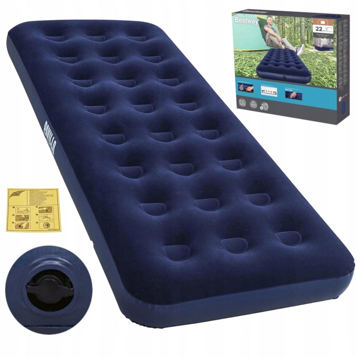 SINGLE MATTRESS INFLATABLE SLEEPING TENT VELOUR +PATCH 67000 Packaging status original