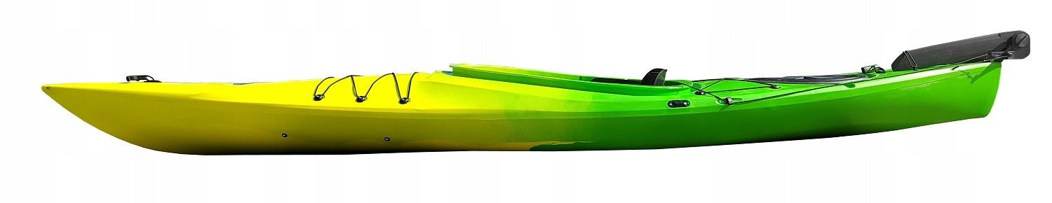 SINGLE-PERSON TOURING KAYAK 350 HD + RUDDER LAKE RIVER ONE Model TOURING 350 HD + STER GREEN/YELLOW