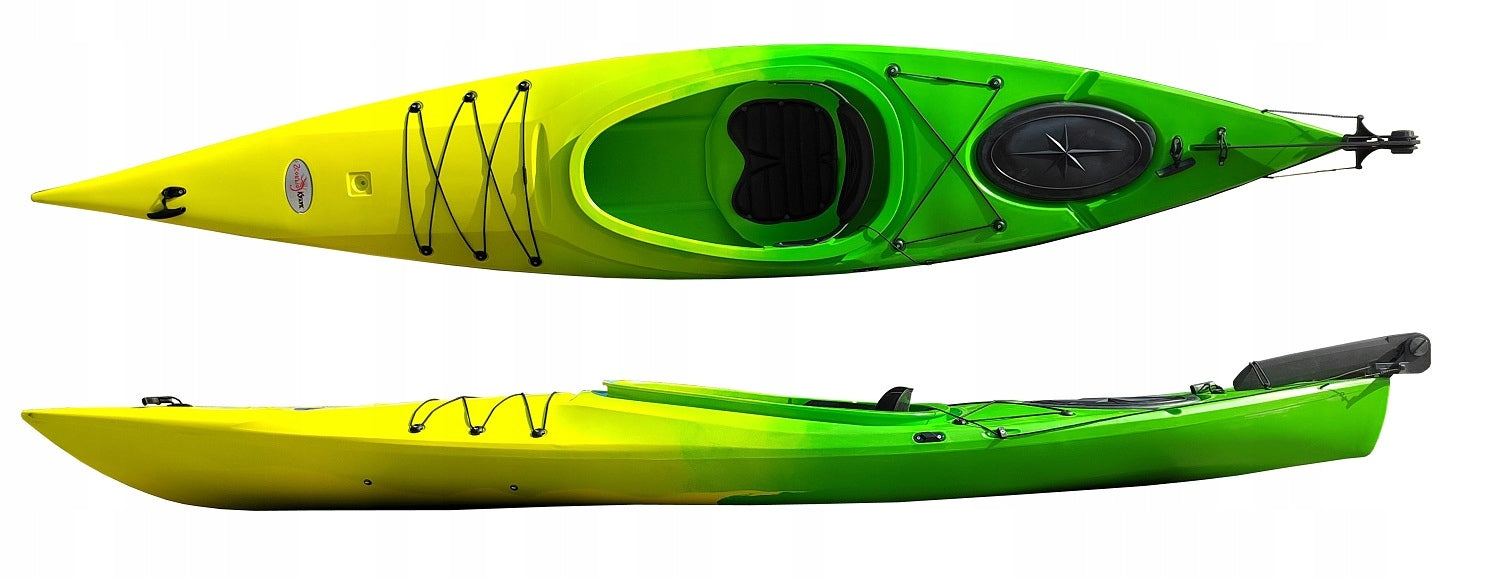 SINGLE-PERSON TOURING KAYAK 350 HD + RUDDER LAKE RIVER ONE