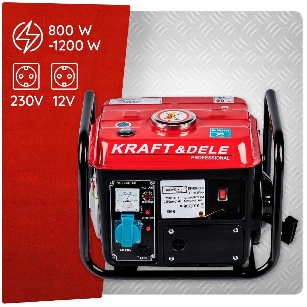 SINGLE PHASE GENERATOR SET 1200W PORTABLE PETROL GENERATOR Manufacturer code KD109Z