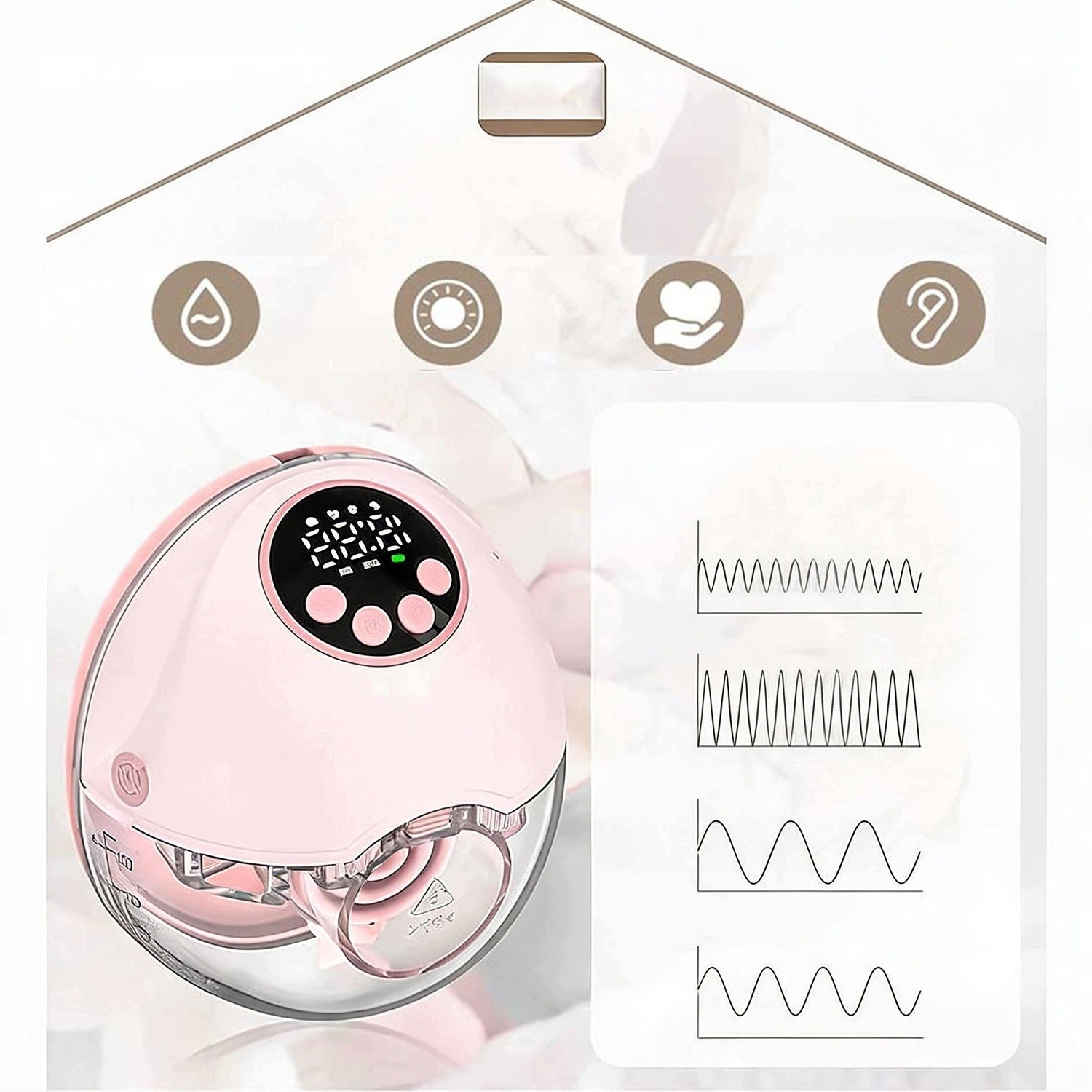 SINGLE WIRELESS PORTABLE BREAST PUMP SET OF 12 LEVELS 4 MODE 160ML Packaging status original