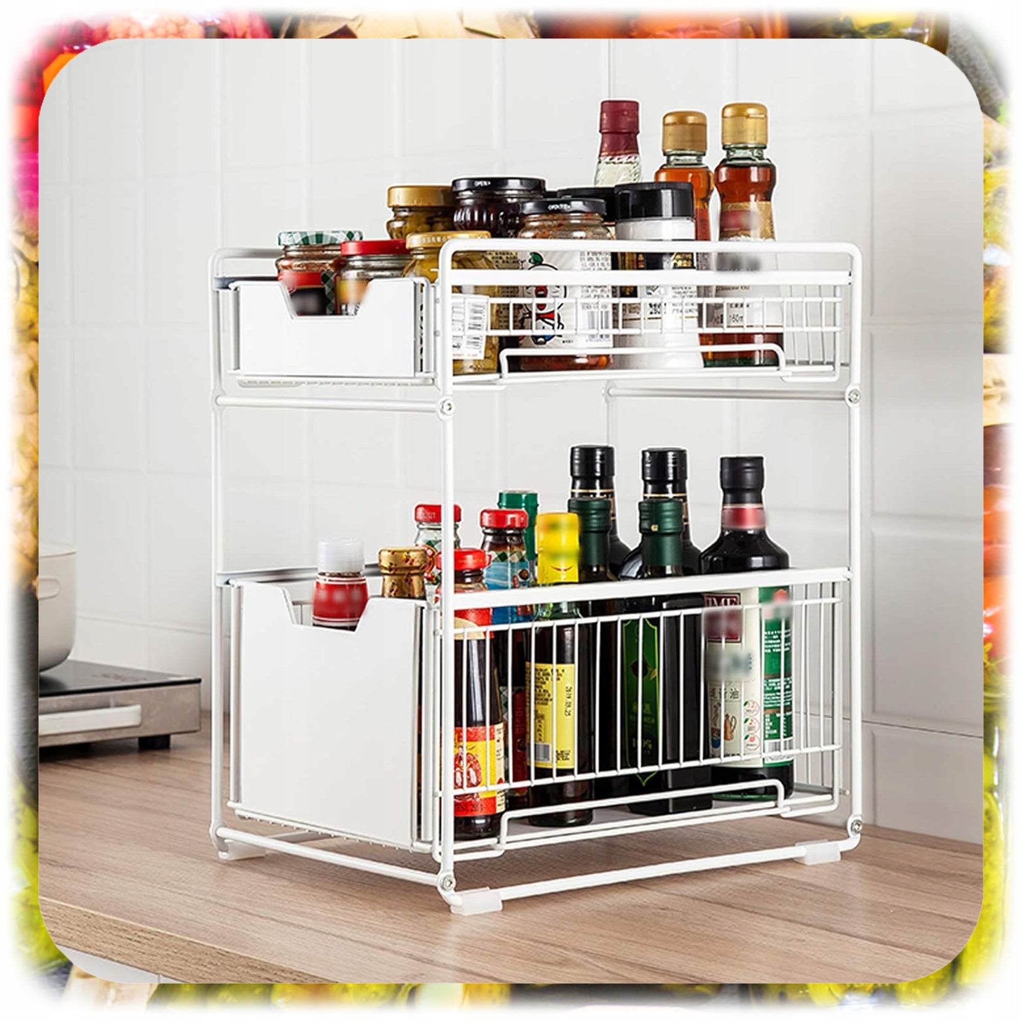 SINK RACK ORGANIZER KITCHEN BATHROOM FOLDING BASKET PULL-OUT DRAWER Packaging status original