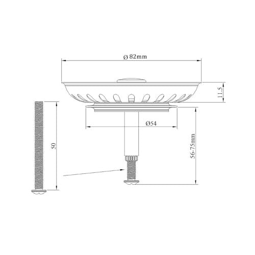 SINK STOPPER UNIVERSAL STAINLESS STEEL HEIGHT ADJUSTMENT 1 PC Manufacturer code SWC5908151508657