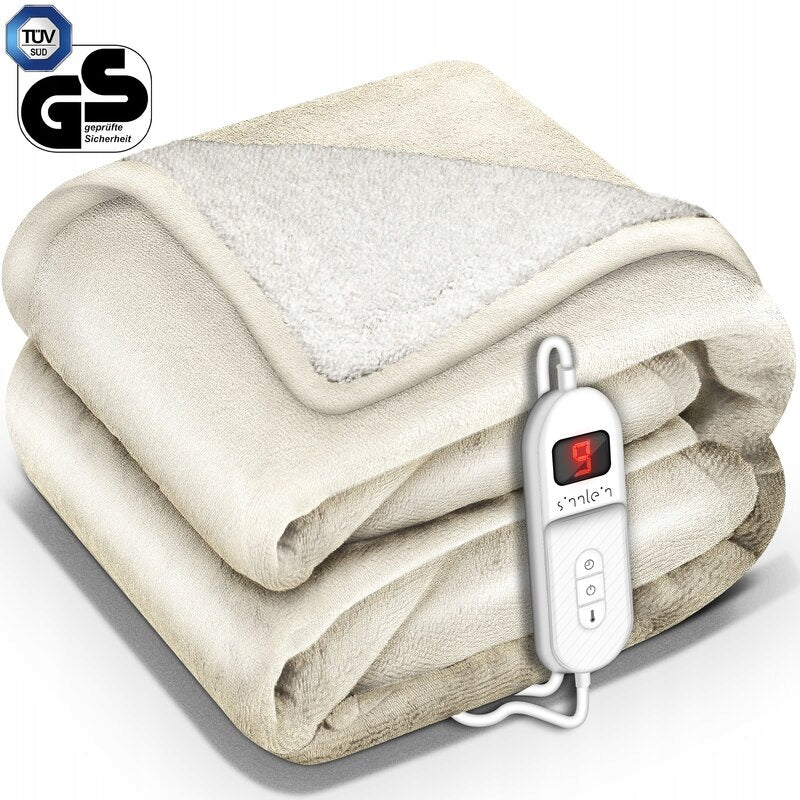 SINNLEIN ELECTRIC BLANKET 160x120CM 9 LEVELS OF HEAT TIMER BEIGE