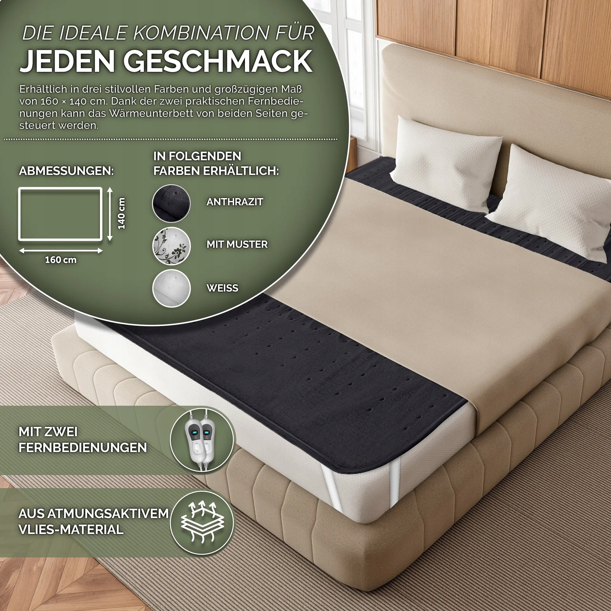 SINNLEIN large electric blanket 160x140 anthracite heating Medical device yes