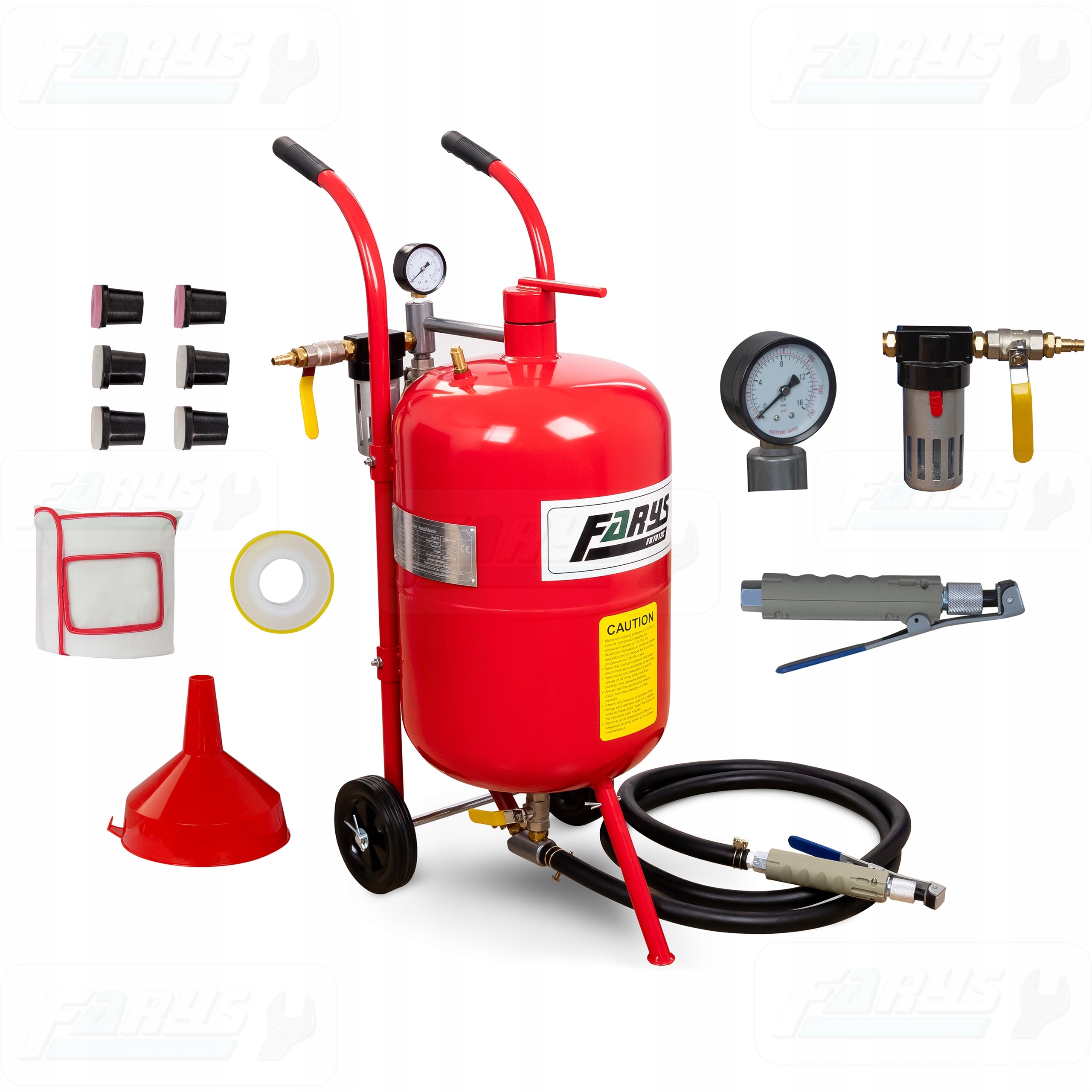 SIPHON SANDBLASTER 38L + ACCESSORIES | MOBILE VALVE CLEANER 1/2" FARYS