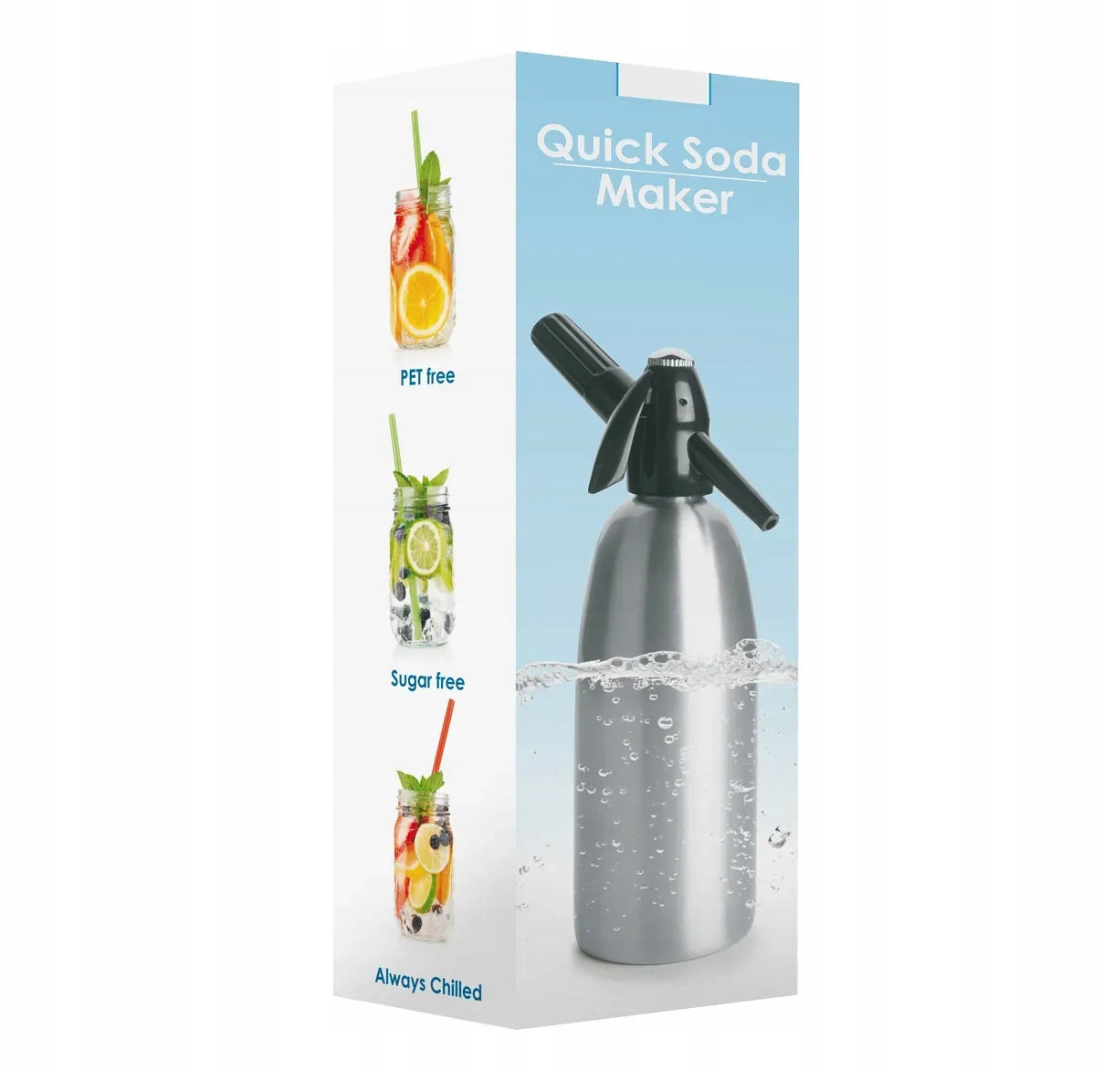 SIPHON SATURATOR FOR SODA CARBONATED WATER CO2 STEEL 1L SILVER Brand Art