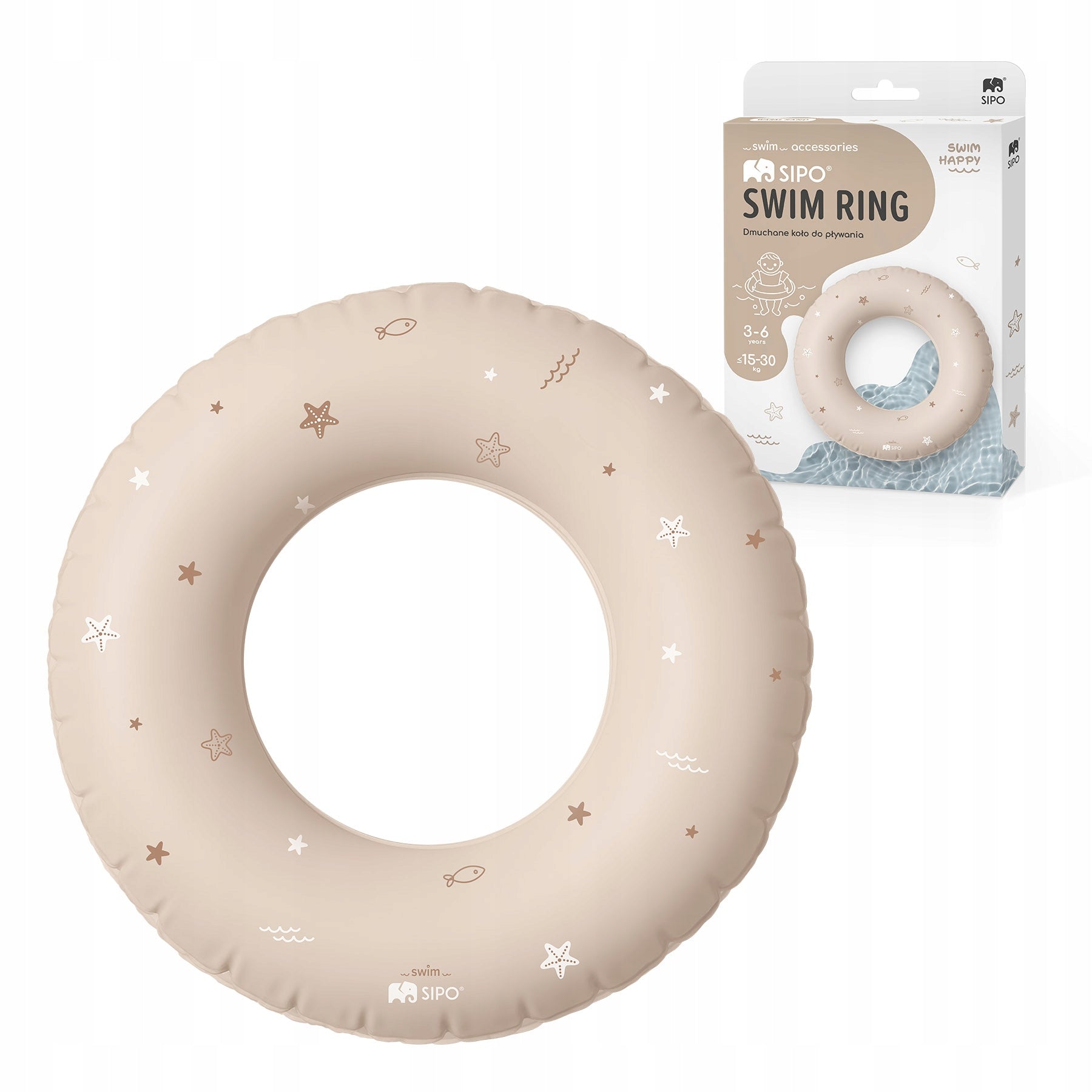 SIPO INFLATABLE SWIMMING WHEEL SWIMMING POOL WHEEL FOR CHILDREN LEARNING 3-6 YEARS BEIGE Packaging status original