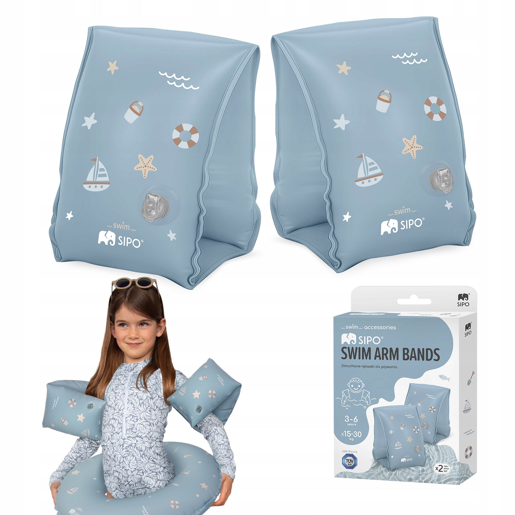SIPO SLEEVES CHILDREN'S BUTTERFLIES FOR SWIMMING INFLATABLE 3-6YEARS SWIMMING POOL BLUE