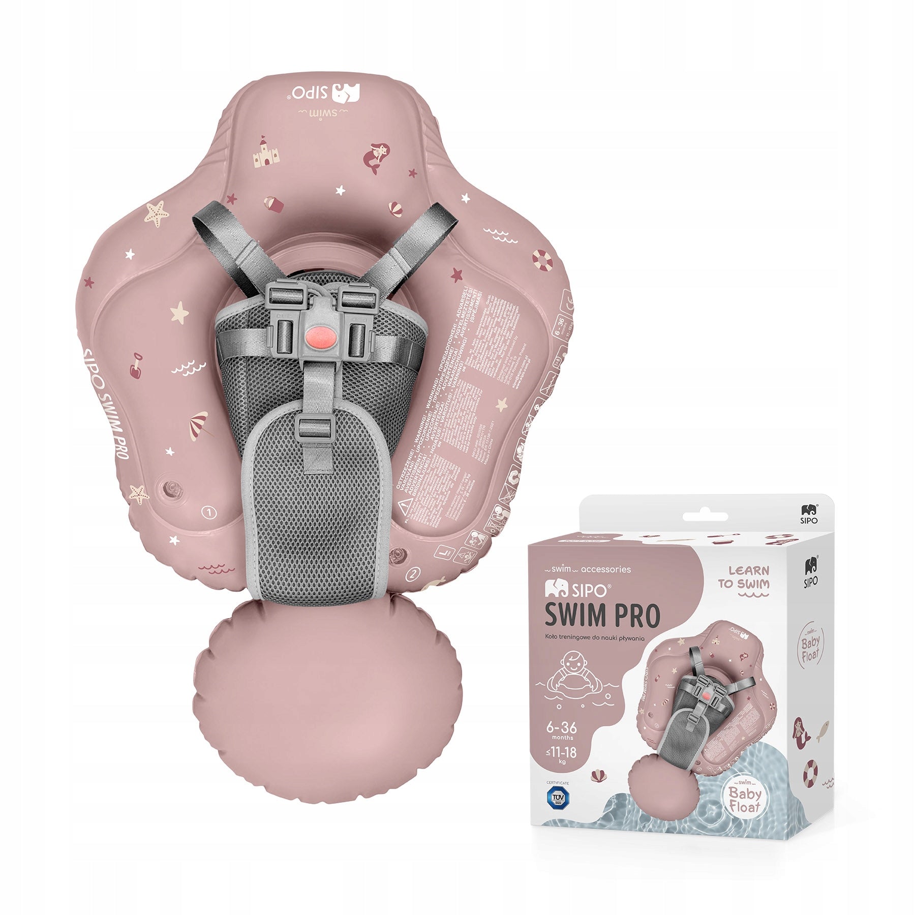 SIPO SWIM PRO INFLATABLE SWIMMING WHEEL FOR BABIES WITH ROSE BRACES Packaging status original