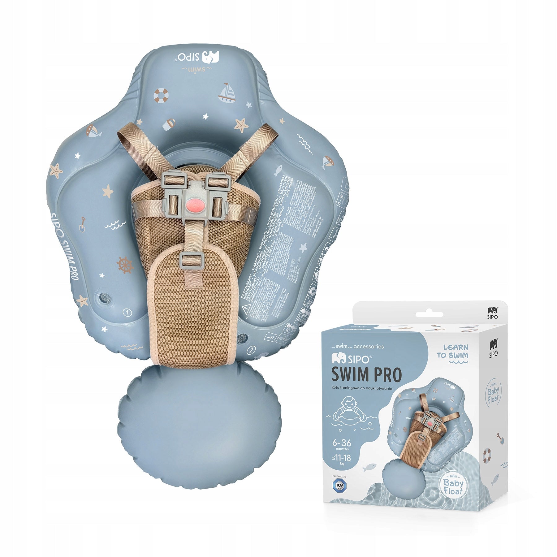 SIPO SWIM PRO INFLATABLE SWIMMING WHEEL FOR CHILDREN AND BABIES BLUE Packaging status original