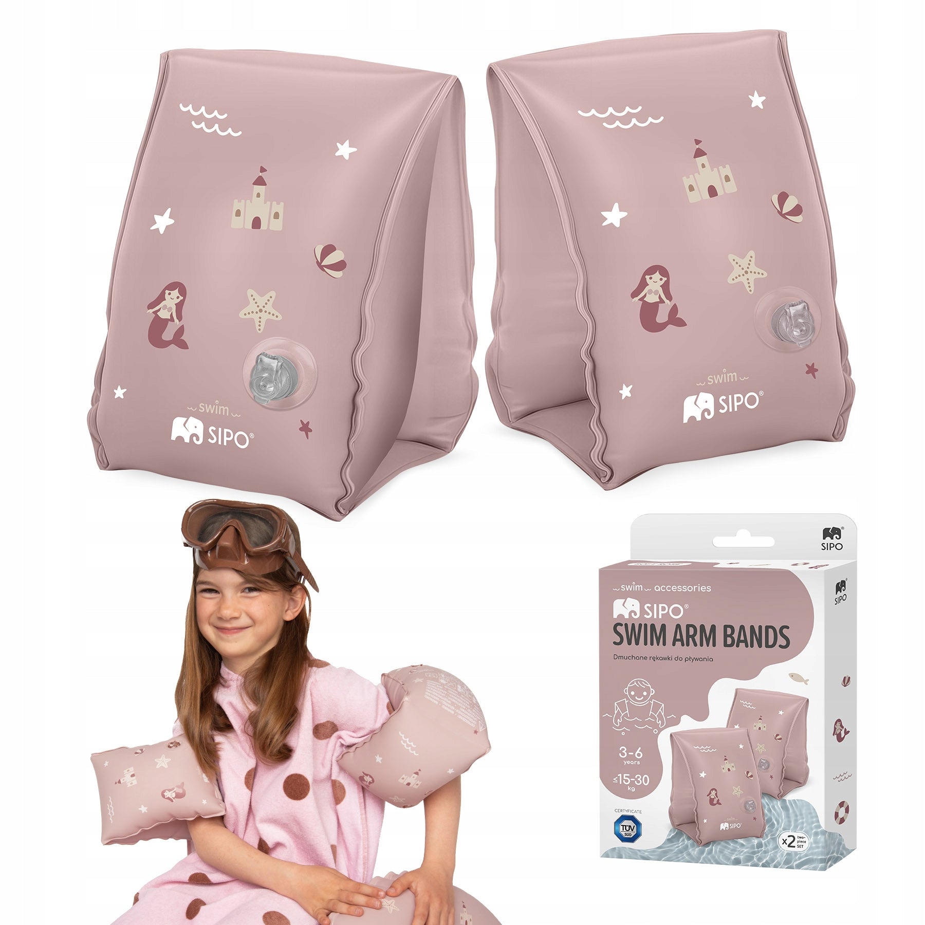 SIPO SWIMMING LESSONS SLEEVES FOR CHILDREN PUMPED 3-6 YEARS PINK