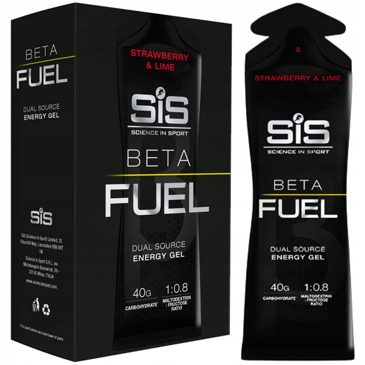 SIS ENERGY GEL 5 pieces x 60ml BETA FUEL ENERGY Strawberry - Lime Expiration date at least six months from the date of purchase