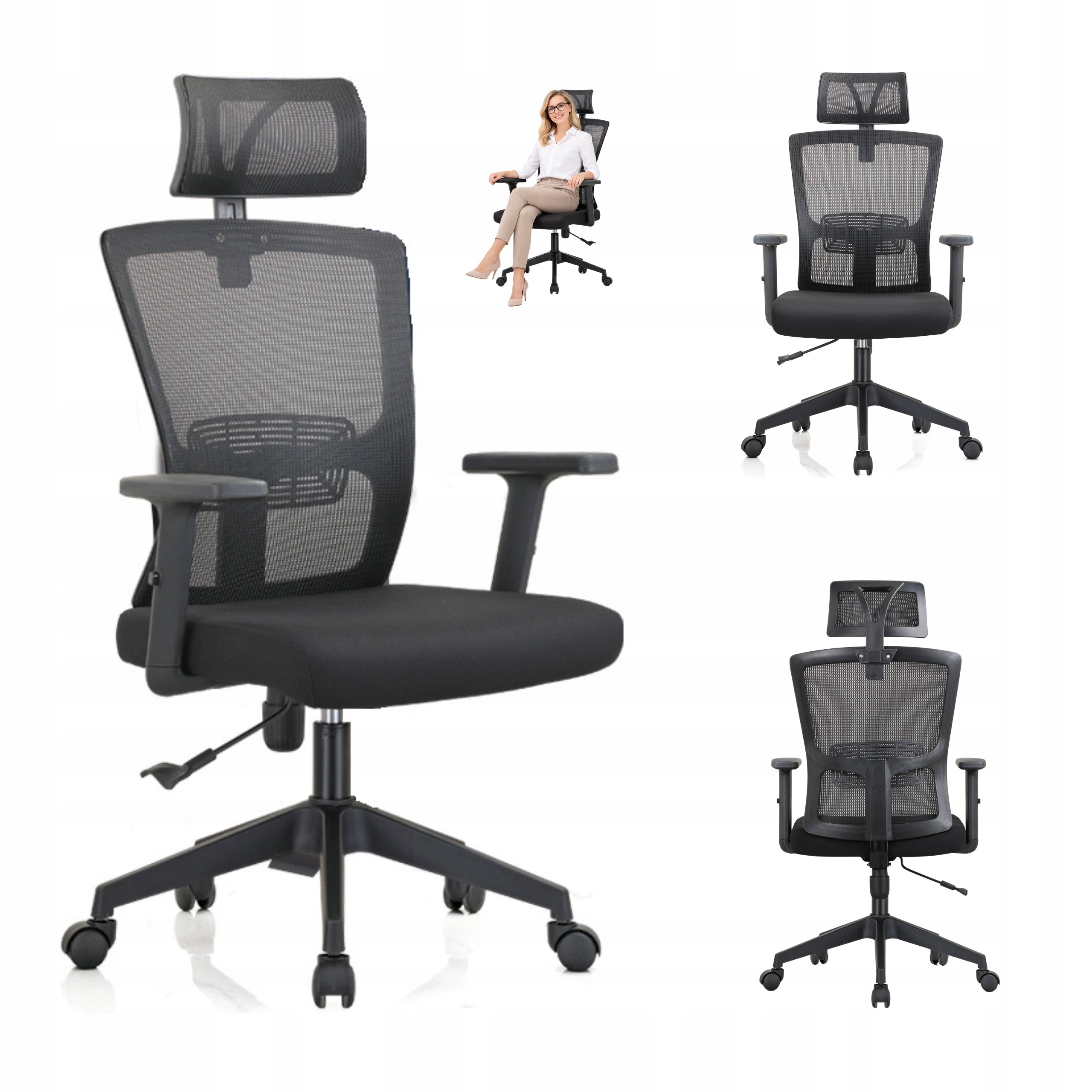 SITWELL chair ergonomic office swivel adjustable tilt black K26
