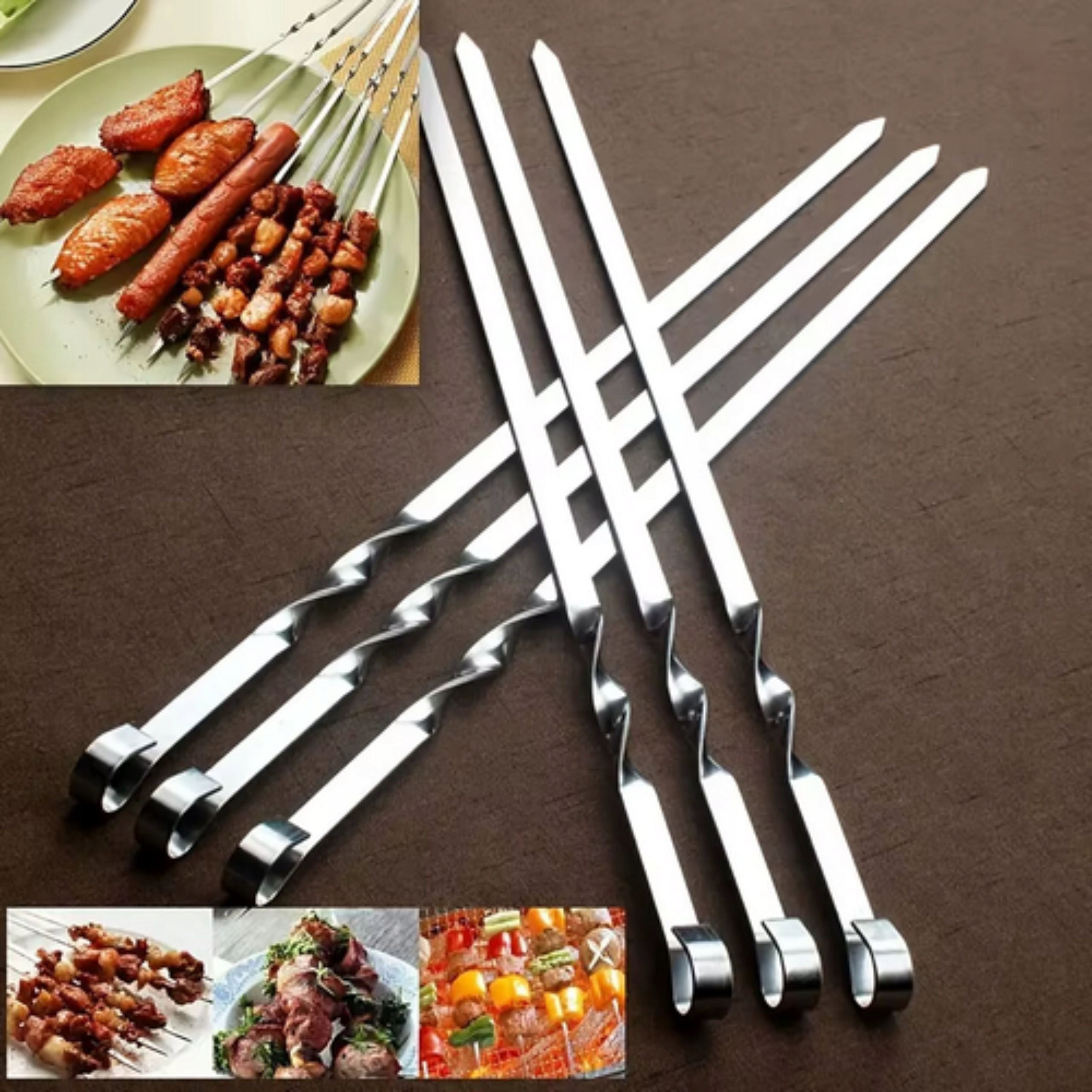SKEWERS SHAMPOOS FOR GRILL MEAT SKEWERS 6 PCS 50cm STAINLESS Packaging status original