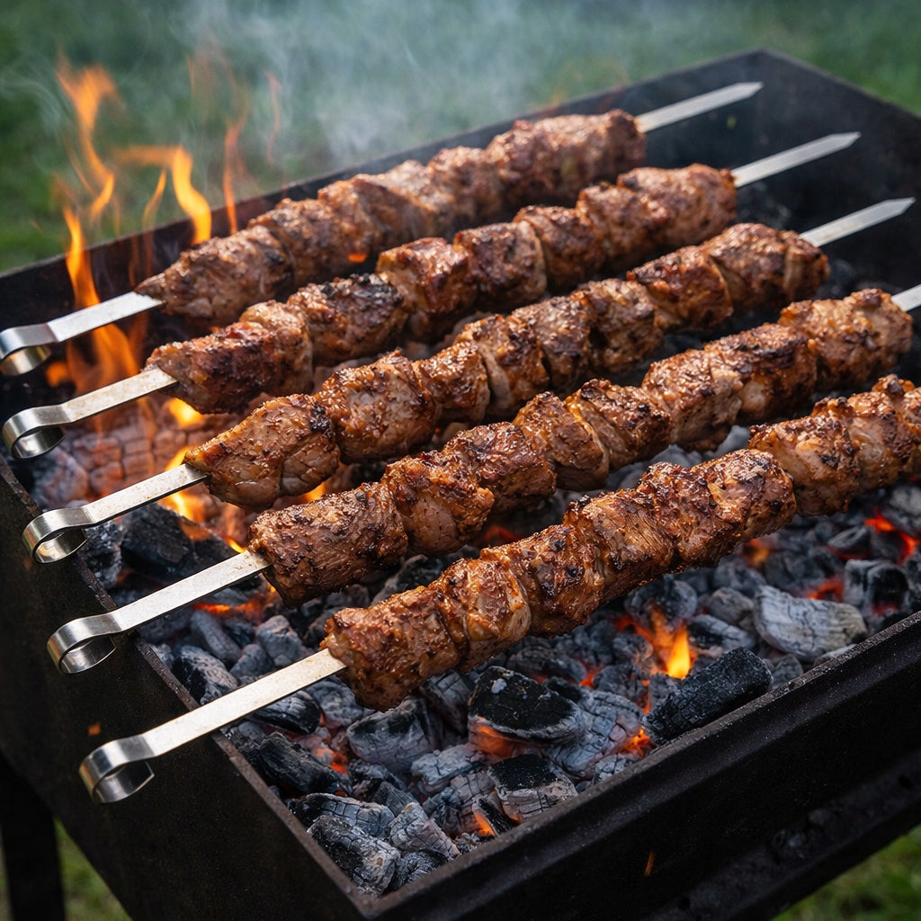 SKEWERS SHAMPOOS FOR SKEWERS MEAT FOR GRILL 6PCS 60cm +COVER Length 60 cm