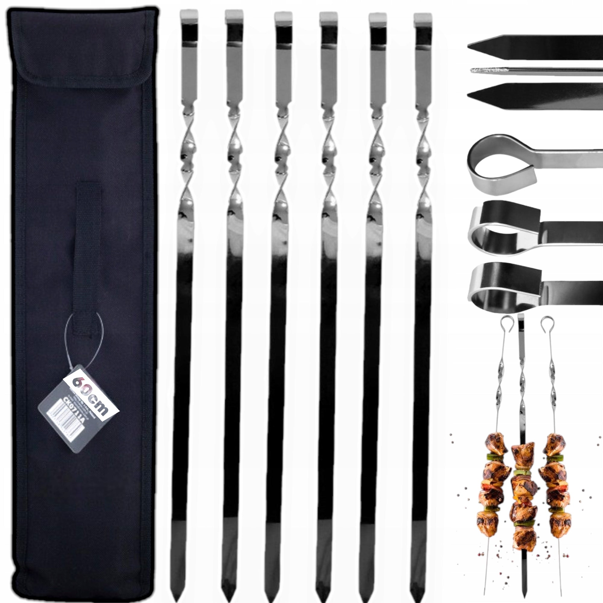 SKEWERS SHAMPOOS FOR SKEWERS MEAT FOR GRILL 6PCS 60cm +COVER