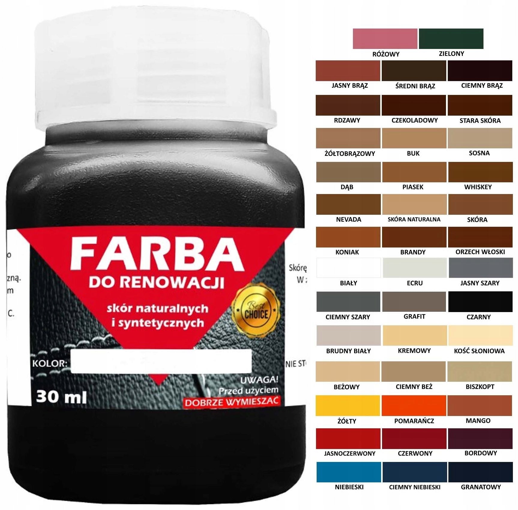 SKIN RENOVATION PAINT LEATHER LACQUER UPHOLSTERY PAINTS ASSORTED COLORS 30 ml