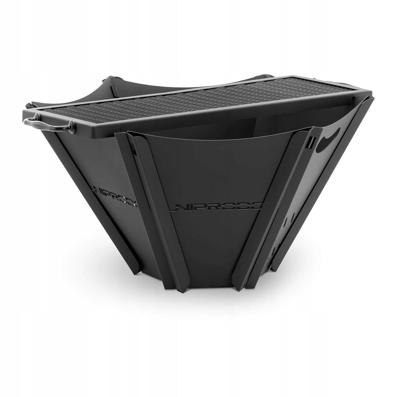 Klappbarer Gartenkamin mit Grill Uniprodo, 58x54x27,5 cm, schwarz 