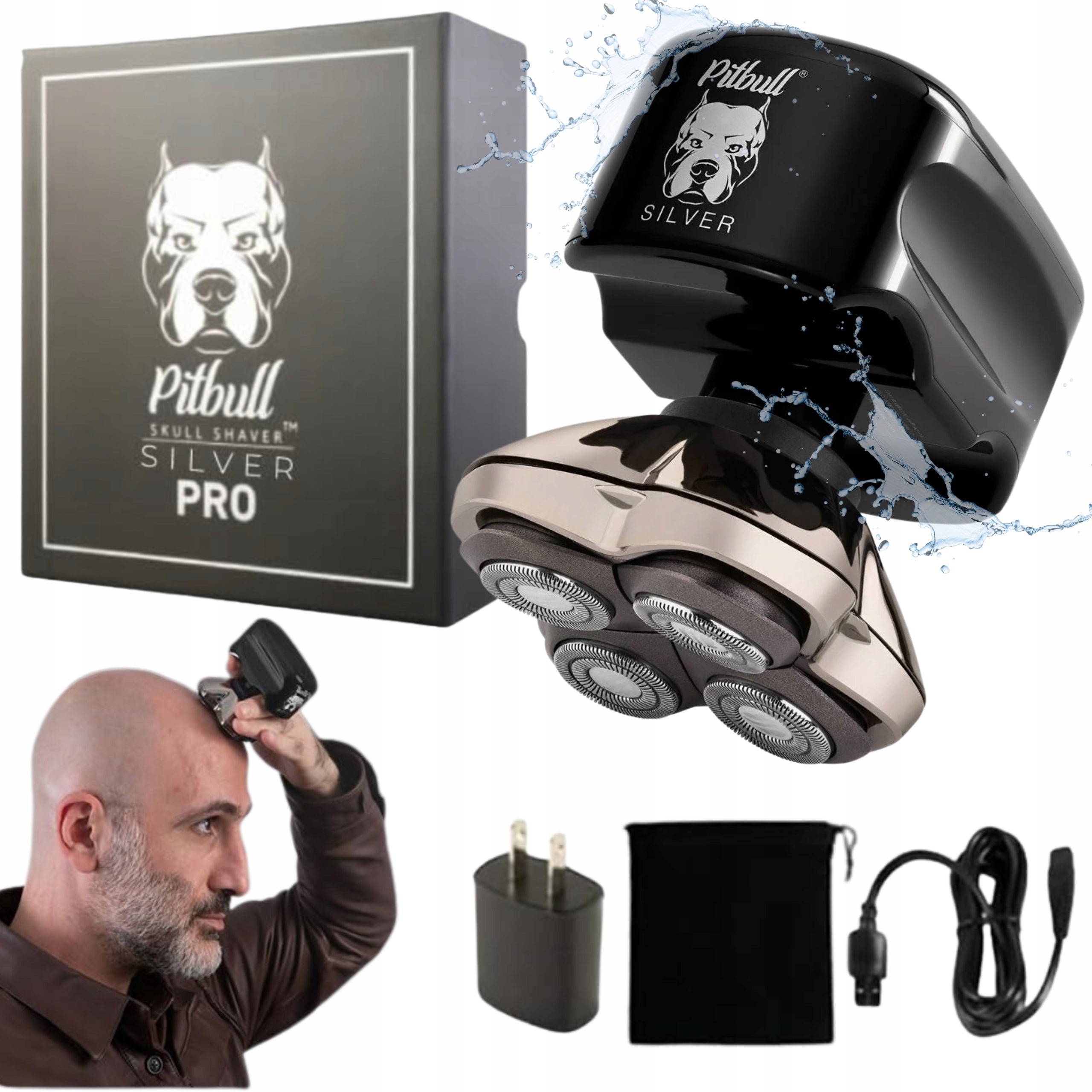 SKULL SHAVER PITBULL SILVER PRO SX5 ELECTRIC SHAVER PERFECT FOR SHAVING!
