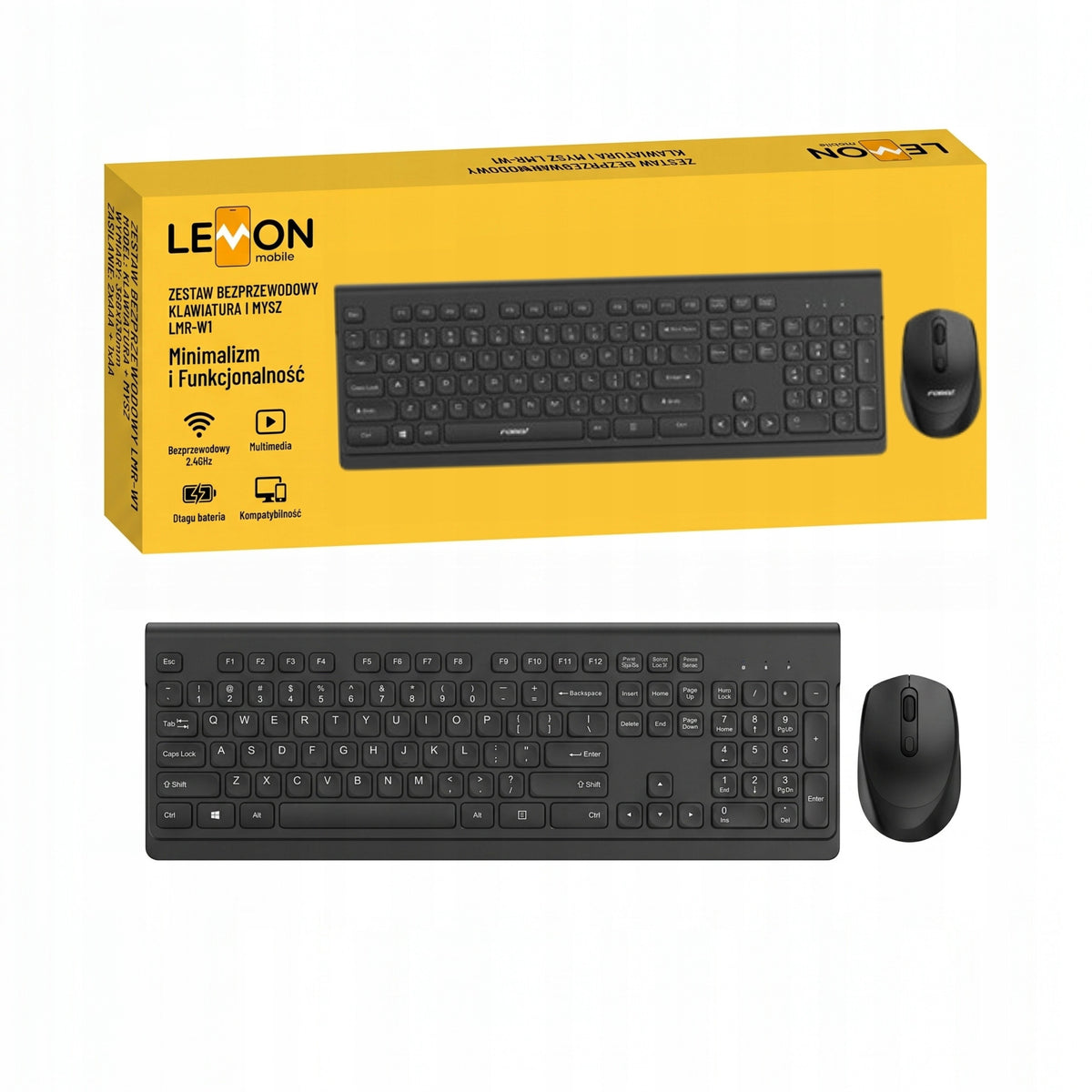 SLEEK KEYBOARD PLUS MOUSE SET BLACK PERFECT FOR OFFICE AND HOME