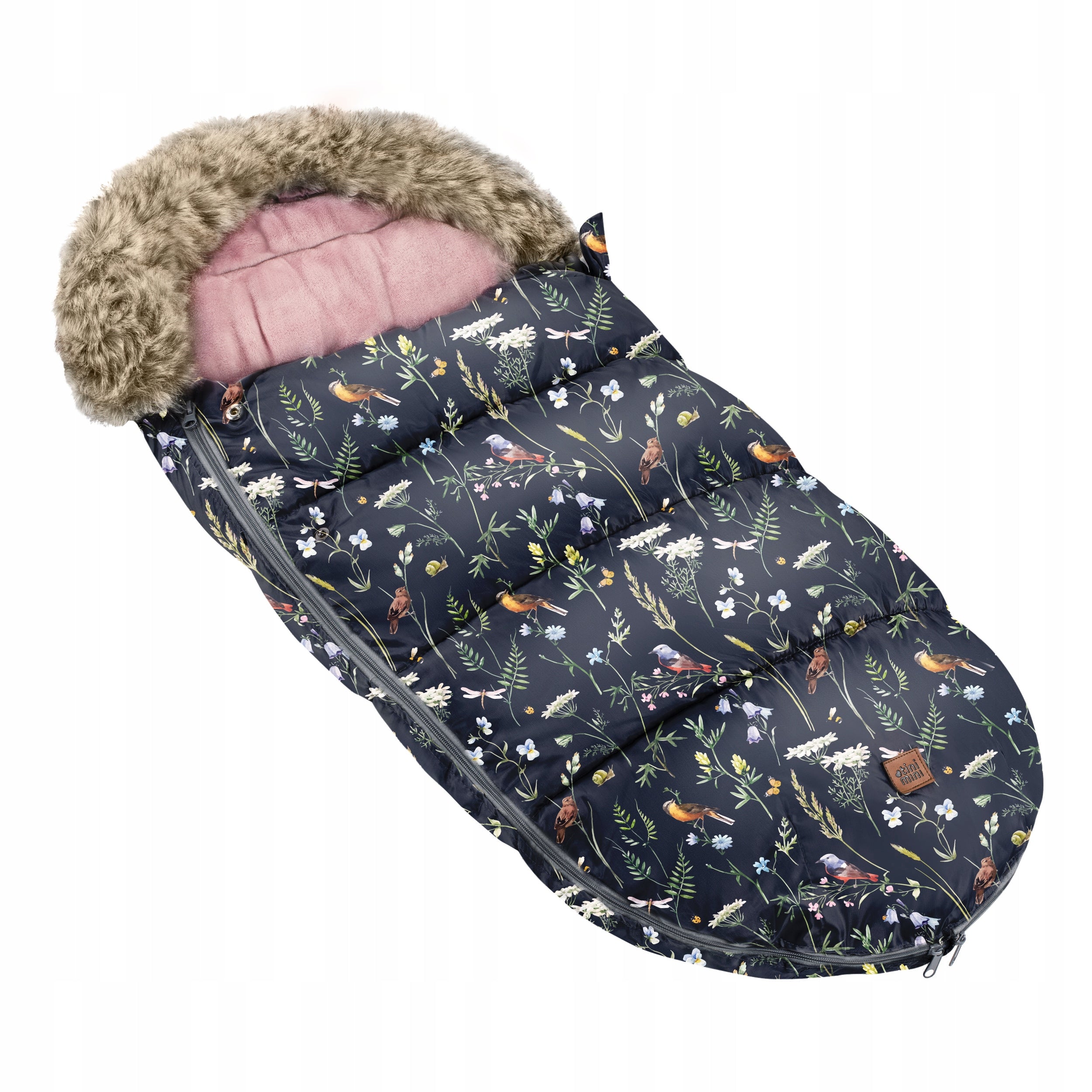 SLEEPING BAG FOR STROLLER GONDOLA SLED 100cm WITH FUR WARM WINTER FOREST MEADOW Packaging status original