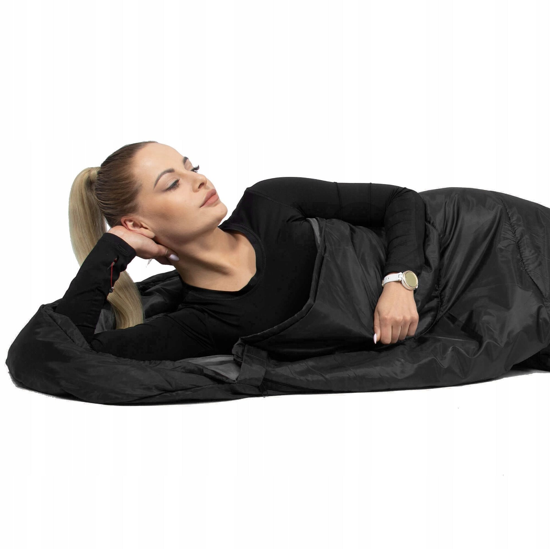 SLEEPING BAG MUMMY HIKING LIGHT WARM QUILT HOOD 2in1 COVER 210x75 CM Packaging status original