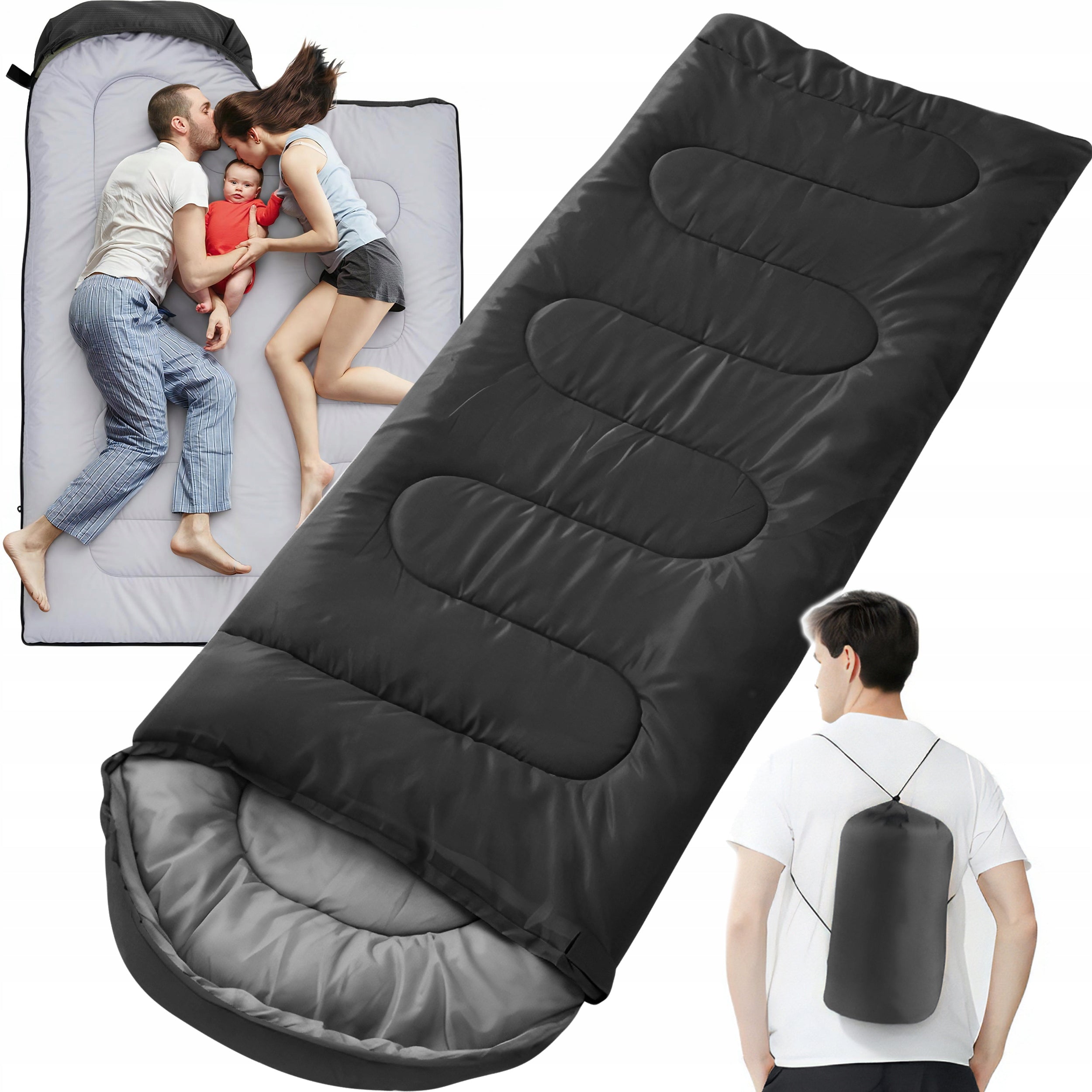 SLEEPING BAG TOURIST MUMMY 2in1 WARM DUVET HOOD LIGHT COVER 210x75 cm
