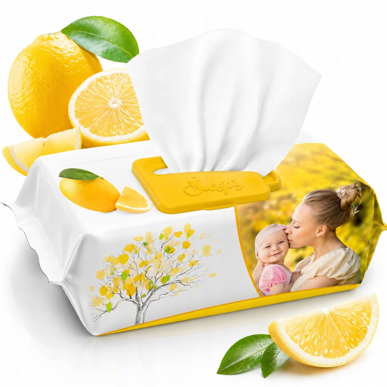 SLEEPY WET WIPES FOR BABIES LEMON SCENT 120PCS Packaging status original