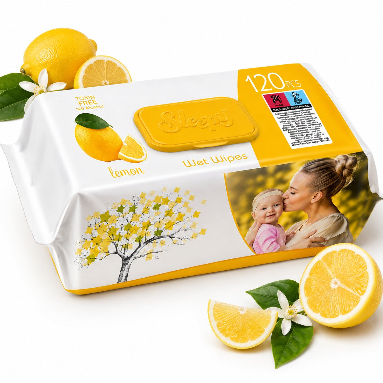 SLEEPY WET WIPES FOR BABIES LEMON SCENT 120PCS